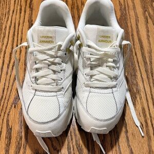 Under Armour White and Gold Athletic Shoes